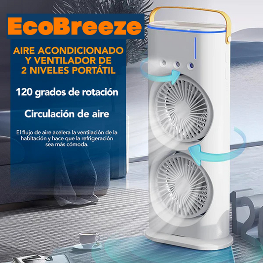 Eco Breeze™ Aire Acondicionado Humidificador Ventilador 3 en 1  de 2 Niveles Portátil Incluye Control Remoto