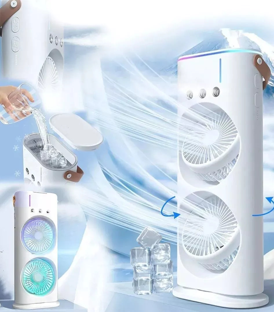 Eco Breeze™ Aire Acondicionado Humidificador Ventilador 3 en 1  de 2 Niveles Portátil Incluye Control Remoto