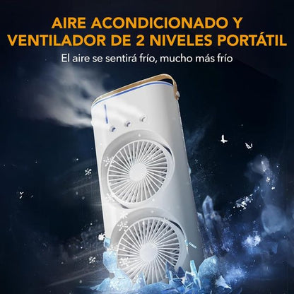 Eco Breeze™ Aire Acondicionado Humidificador Ventilador 3 en 1  de 2 Niveles Portátil Incluye Control Remoto