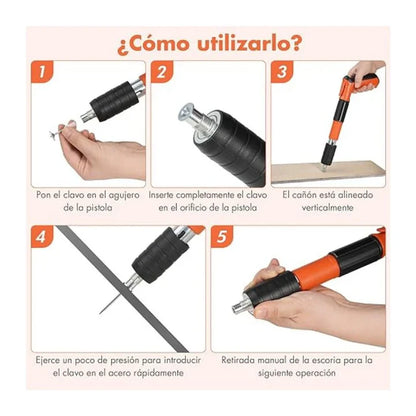 Pistola de Clavos Remachadora Premium + Maletin con Accesorios