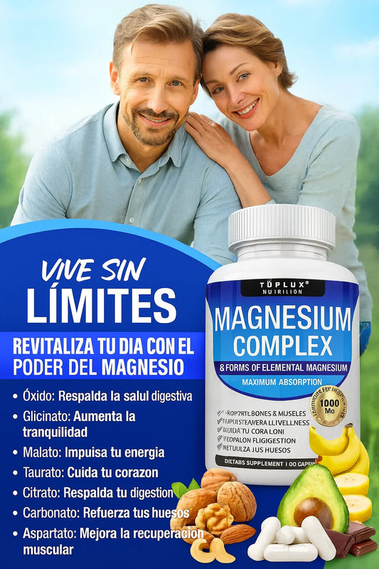 Magnesium Complex 1000 mg ORIGINAL ✨8 tipos de magnesio en 1 ⚡60 cápsulas 💊