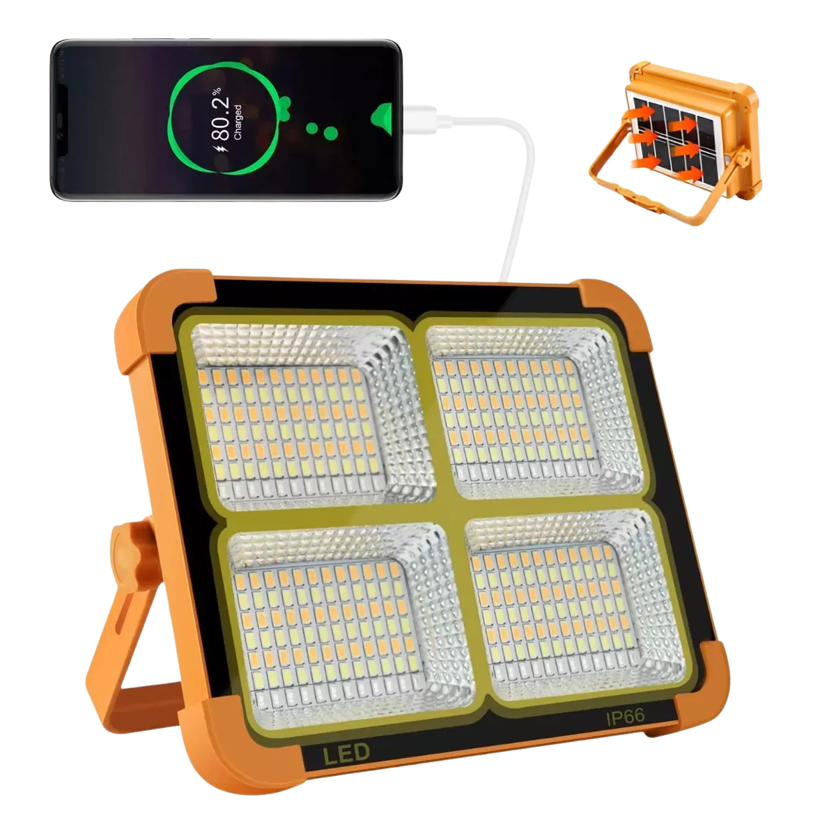 Foco LED Solar Reflector 1000W Con Power Bank y 4 Modos de Iluminación Portatil